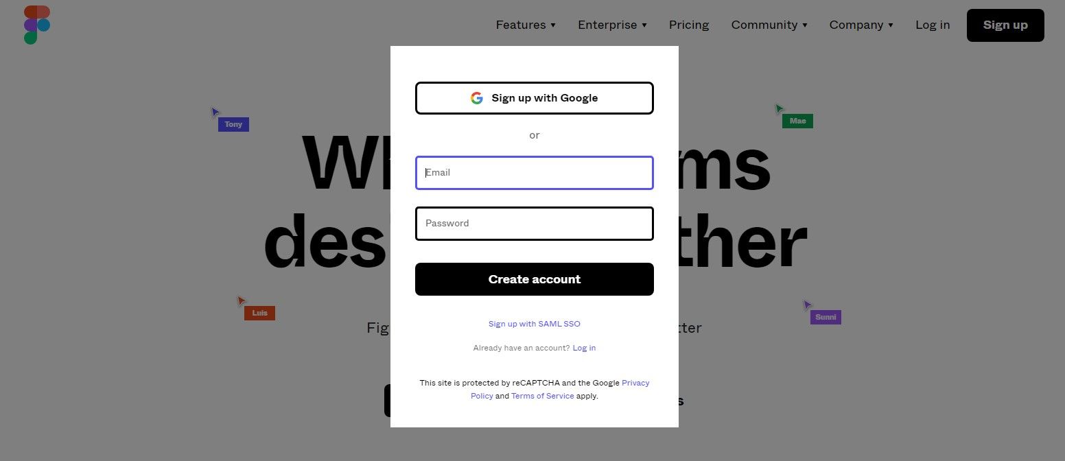 Регистрация в онлайн-сервисе Figma