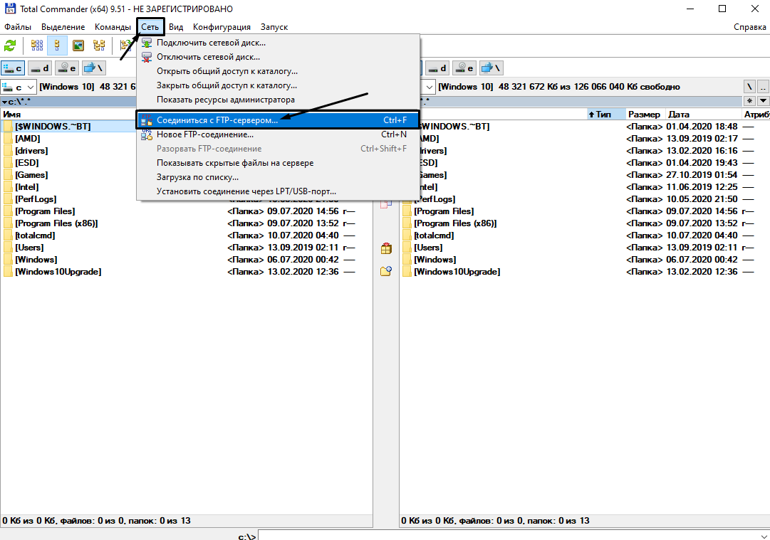 Как добавить FTP-соединение в Total Commander