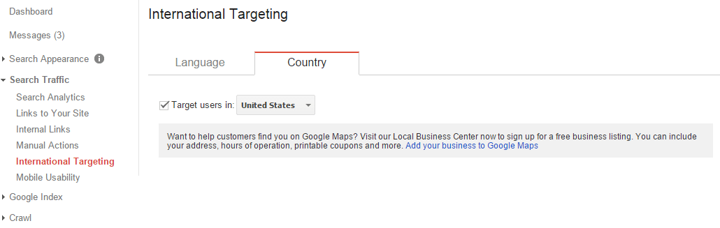 Настройка таргетинга в Google Search Console