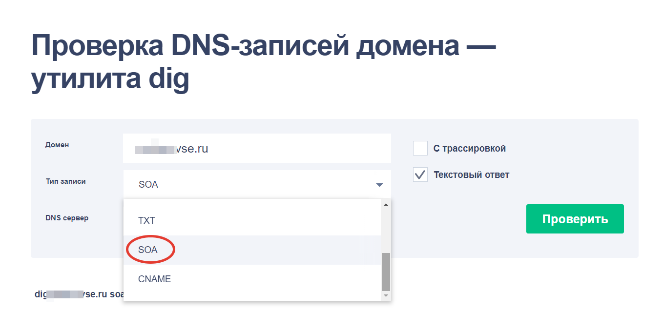Утилита dig - soa