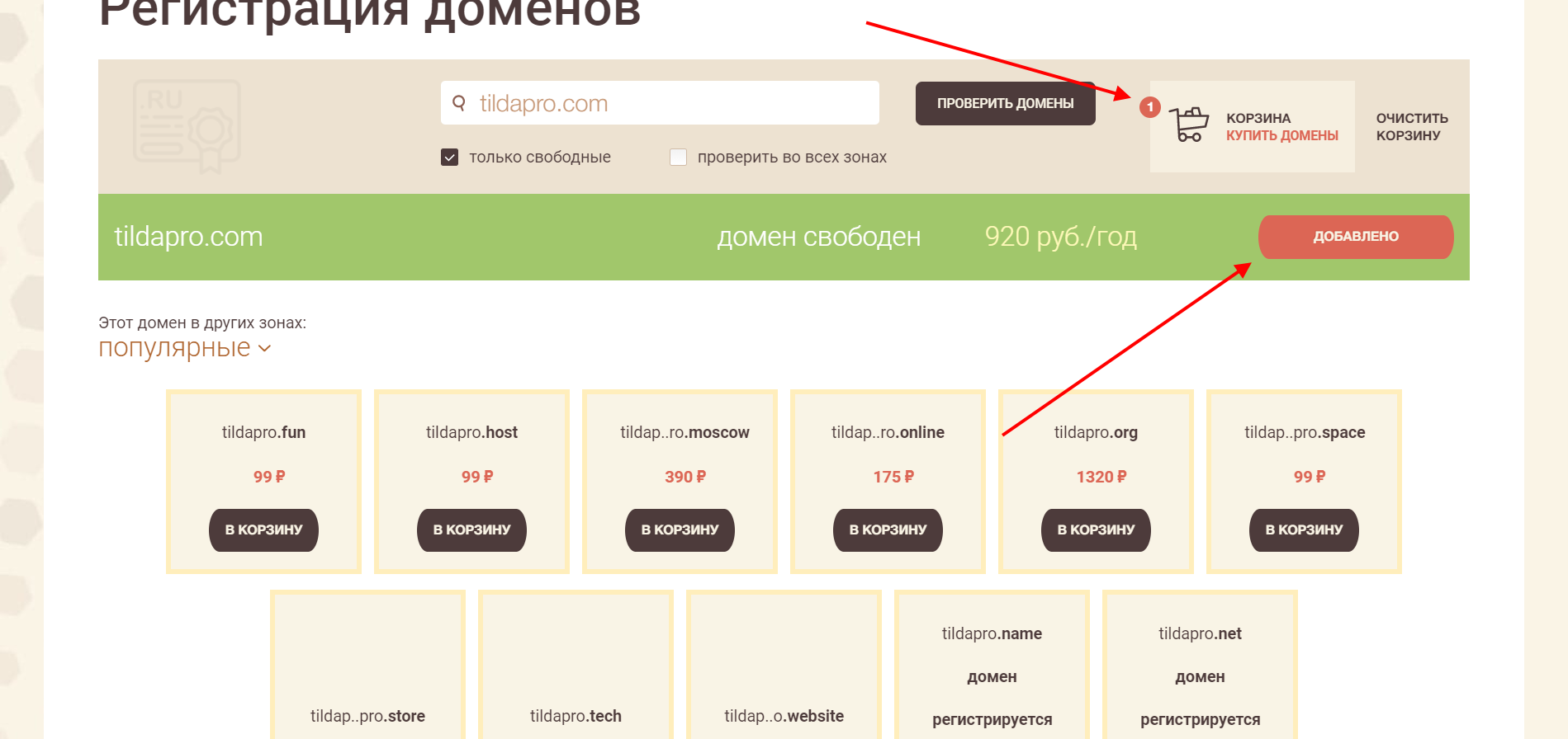 Как купить доменное имя на Timeweb