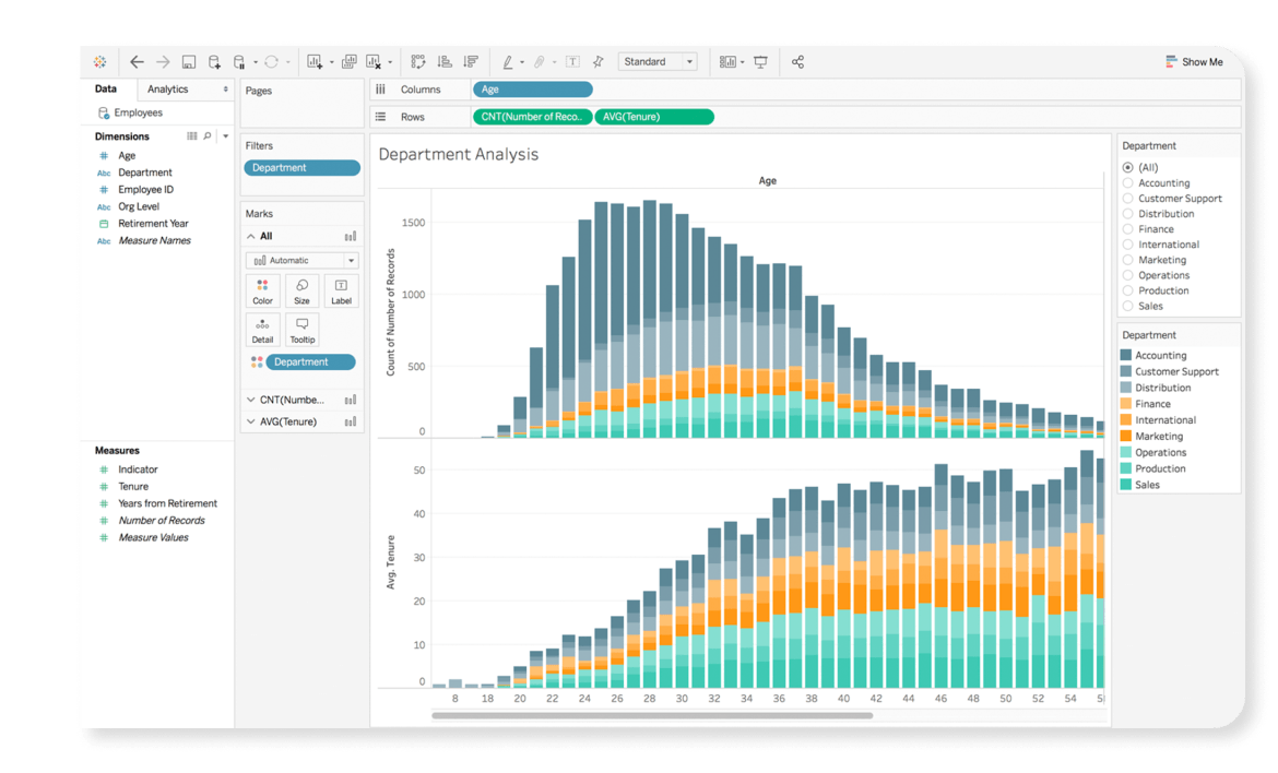 Интерфейс Tableau