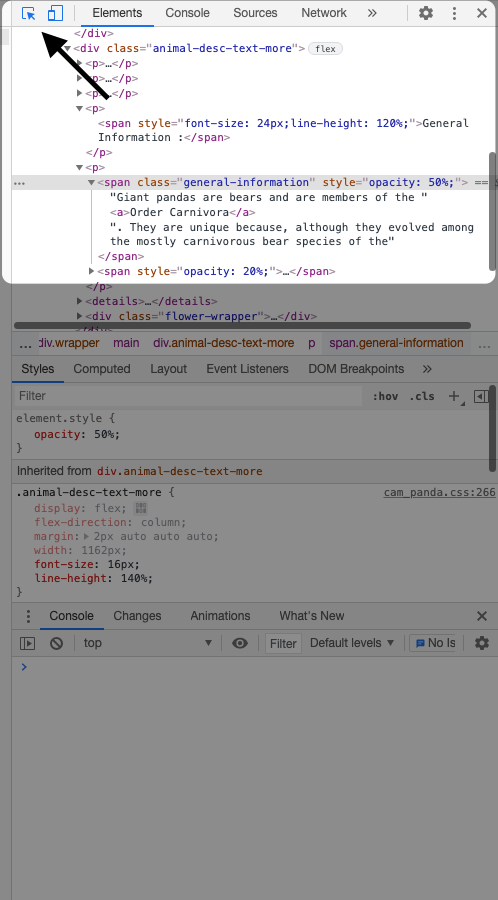 Кнопка поиска элементов на странице