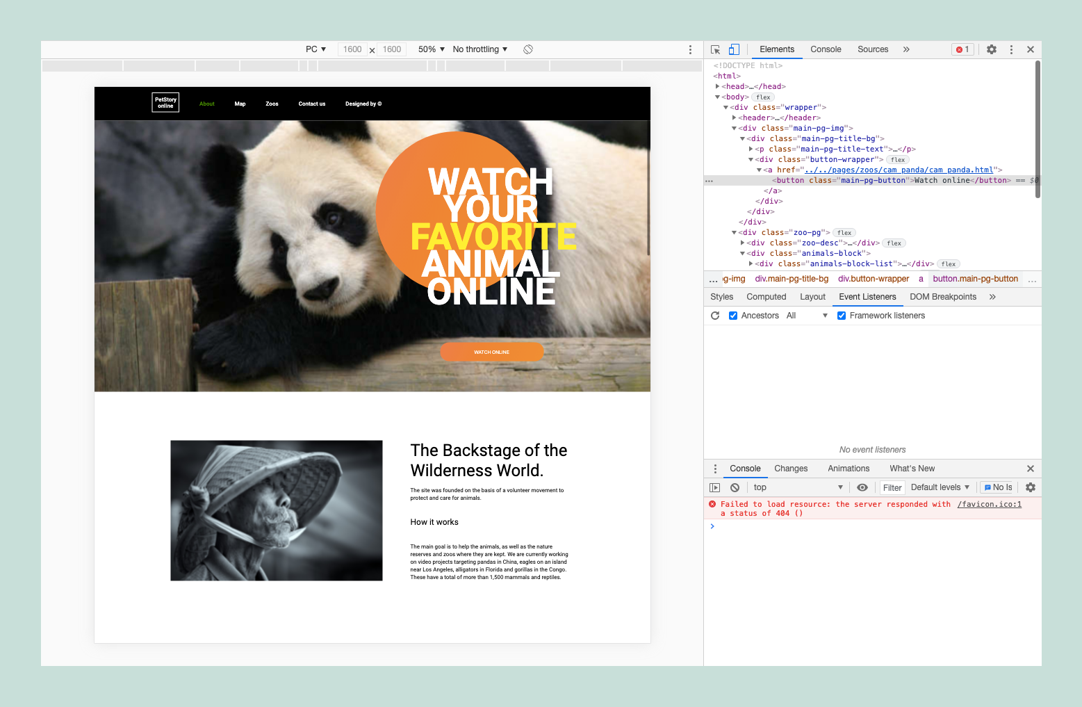 Интерфейс Chrome WebTools