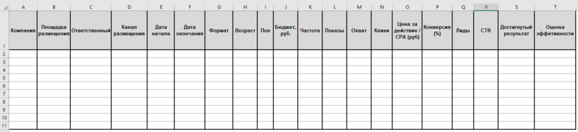 Шаблон медиаплана