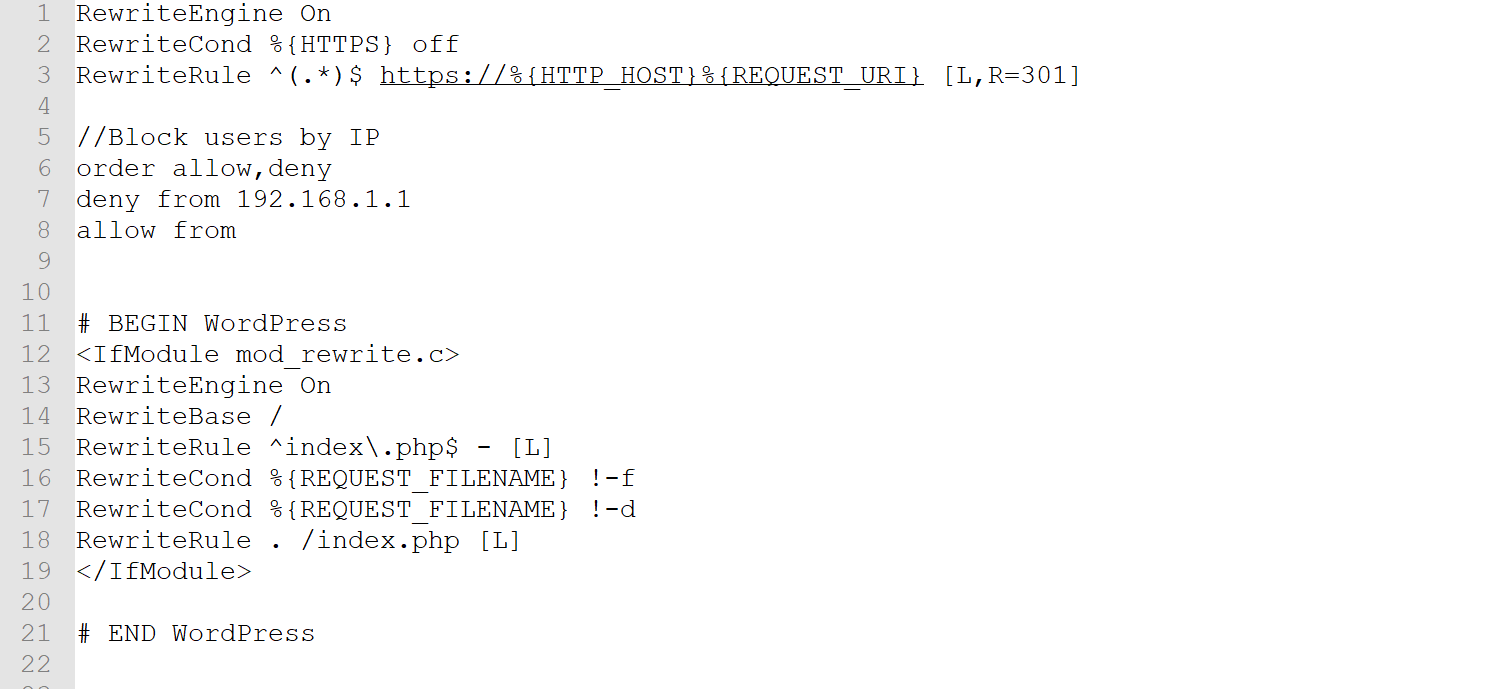 Пример оформления файла .htaccess