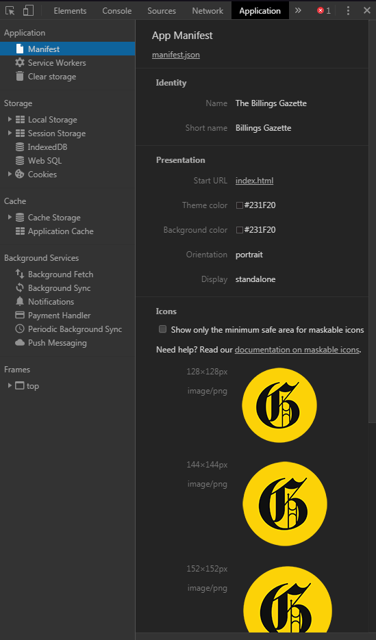 Манифест JSON PWA