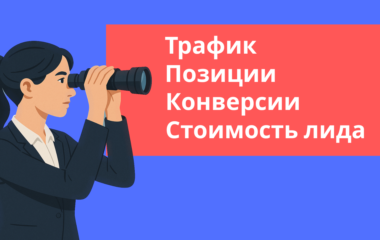 Девушка смотрит на метрики оптимизации в SEO