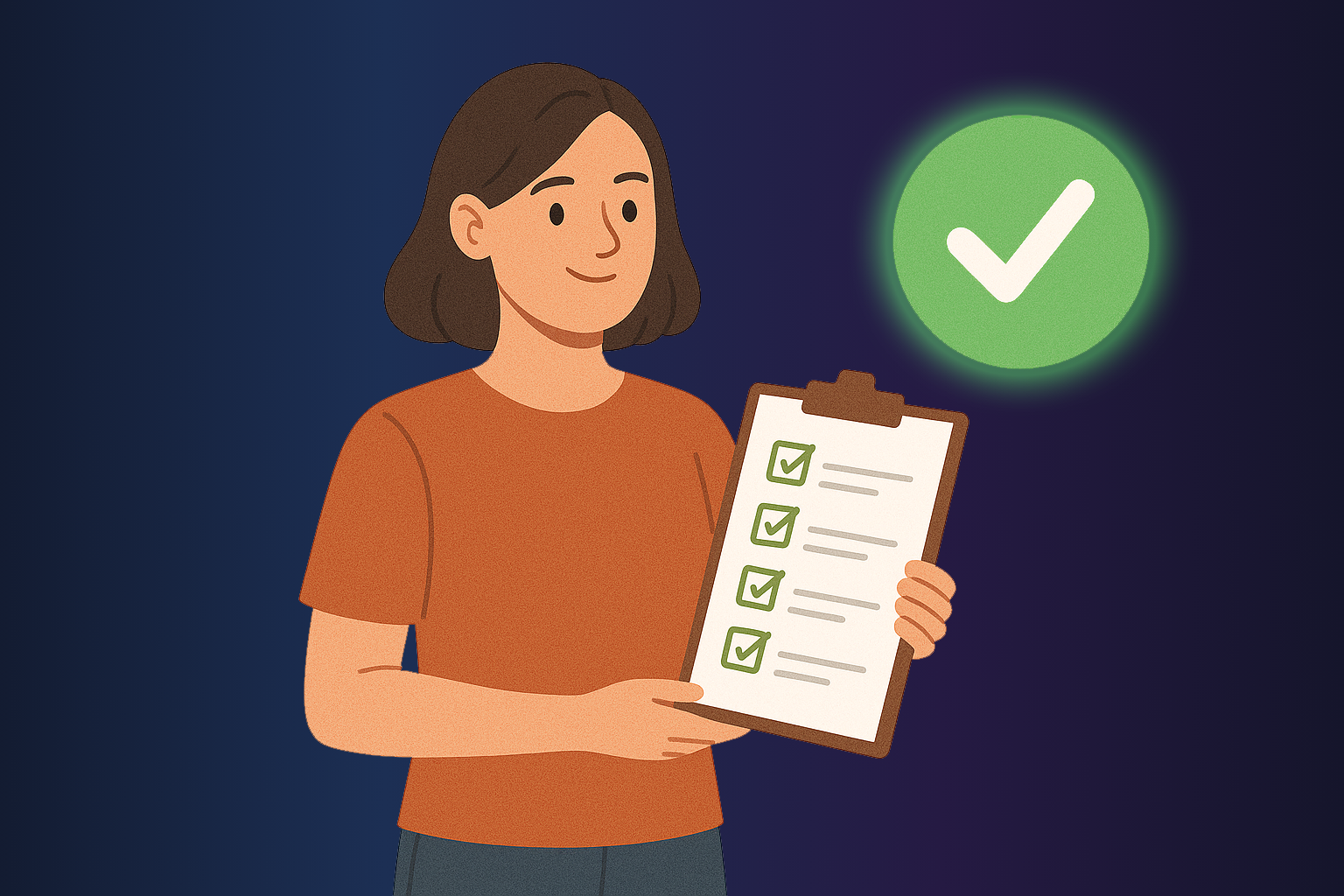 Иллюстрация девушка с чек-листом