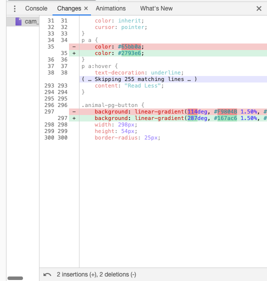 Список изменений в Chrome DevTools