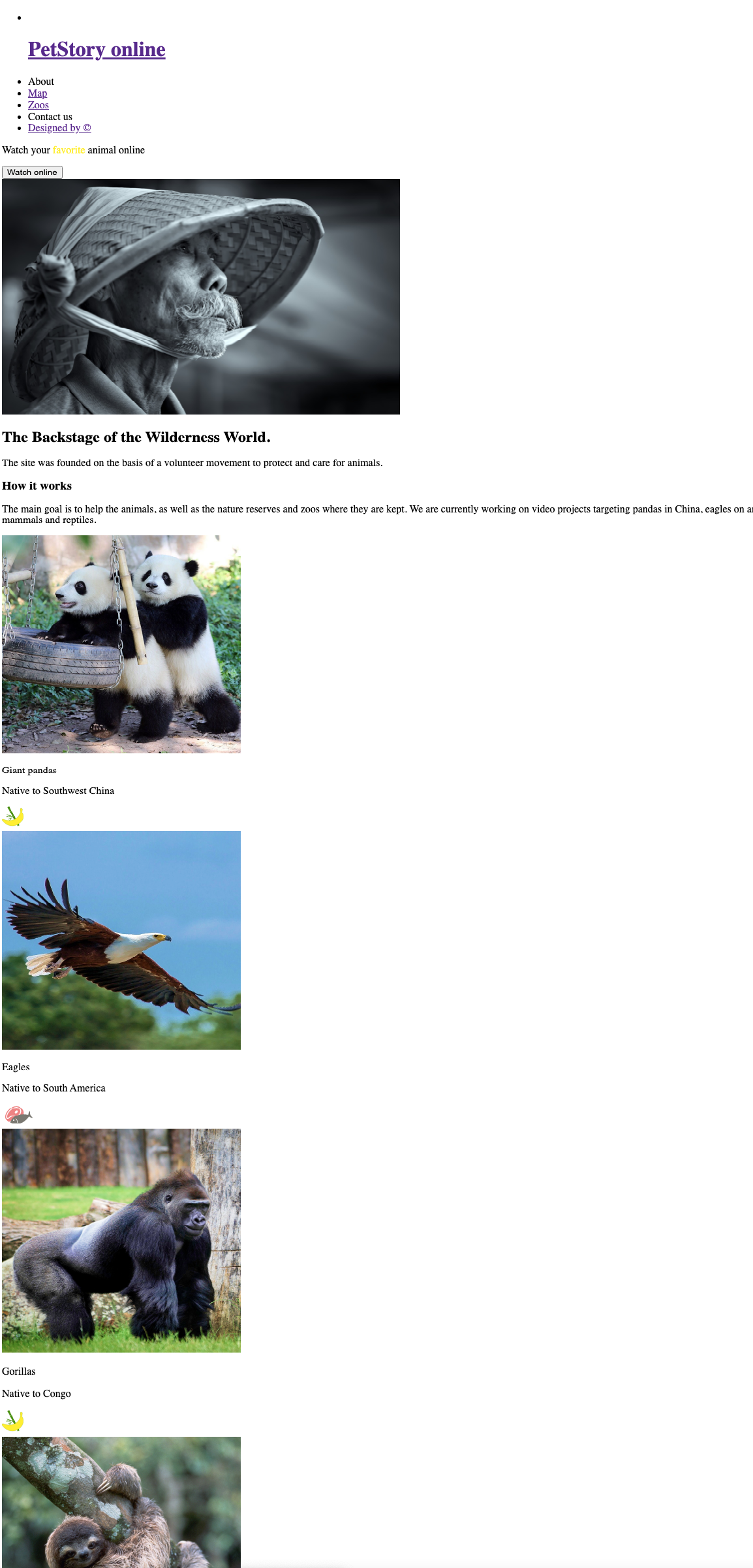 Сайт, созданный без использования CSS