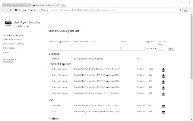 Использование плагина для изменения User agent