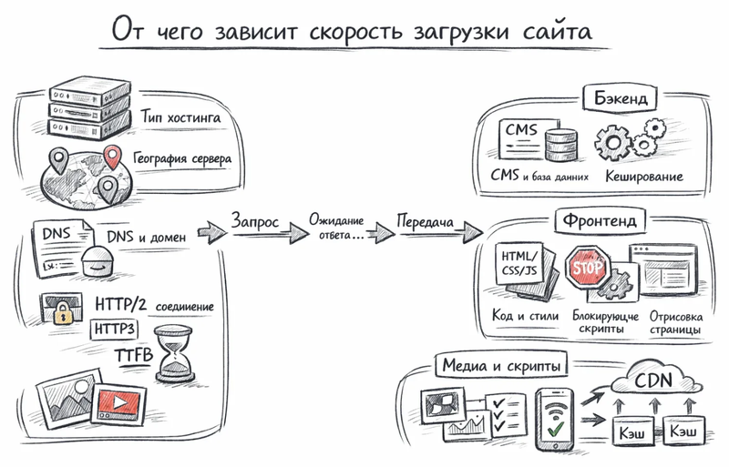 От чего зависит скорость загрузки сайта
