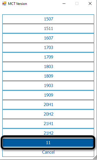 Выбор варианта установки в стороннем клиенте для обновления до Windows 11