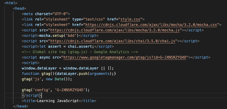 Код для подключения Google Analytics