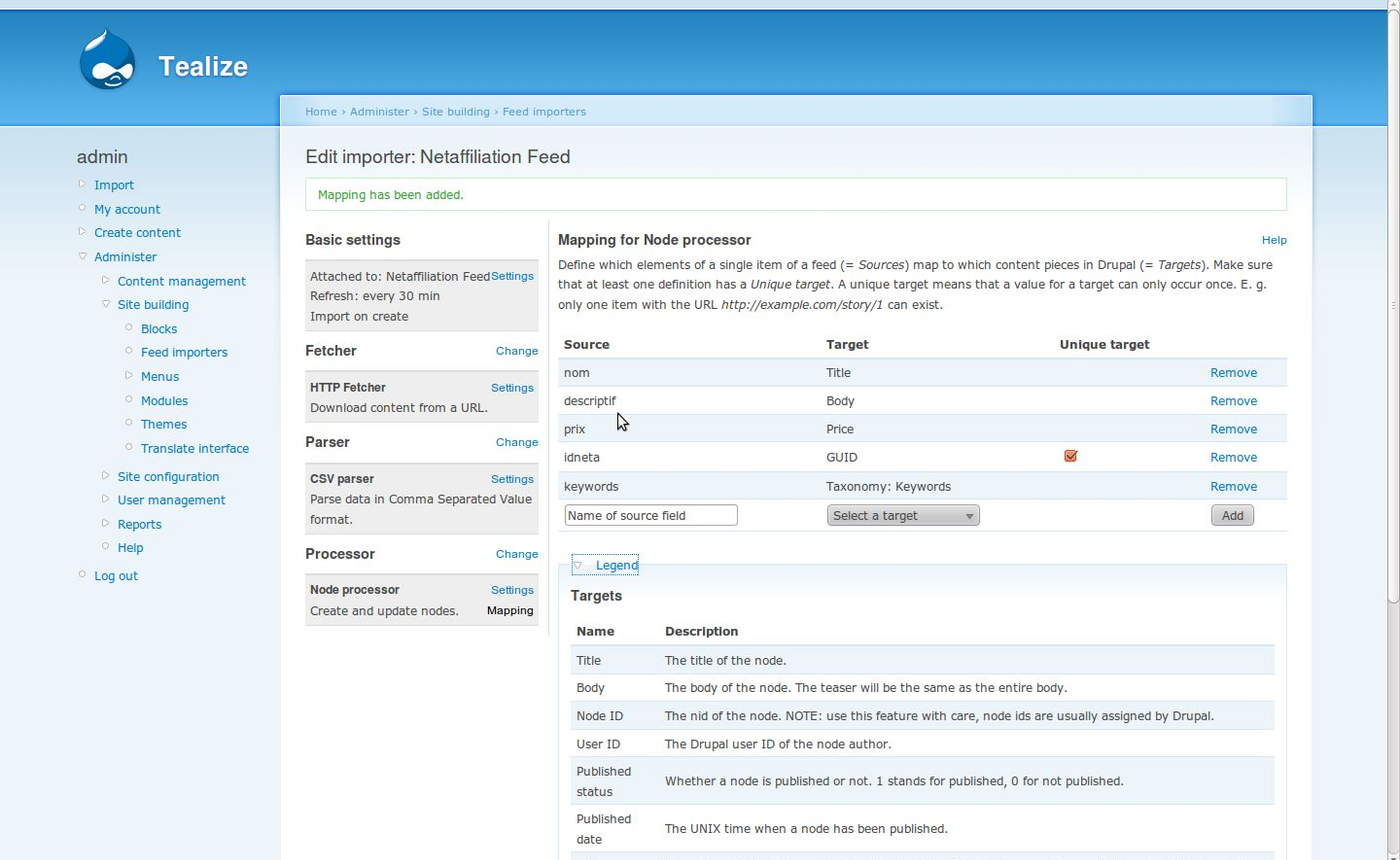 Пример интерфейса Drupal