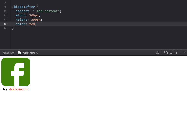 Пример добавления контента с помощью CSS