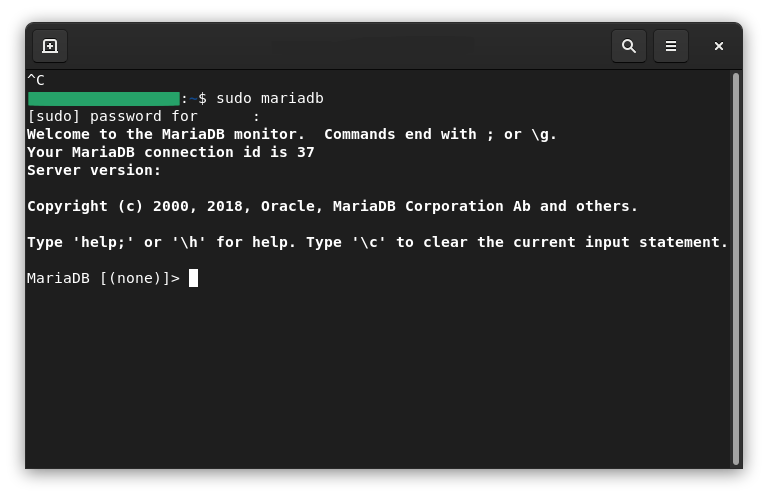 sudo mariadb