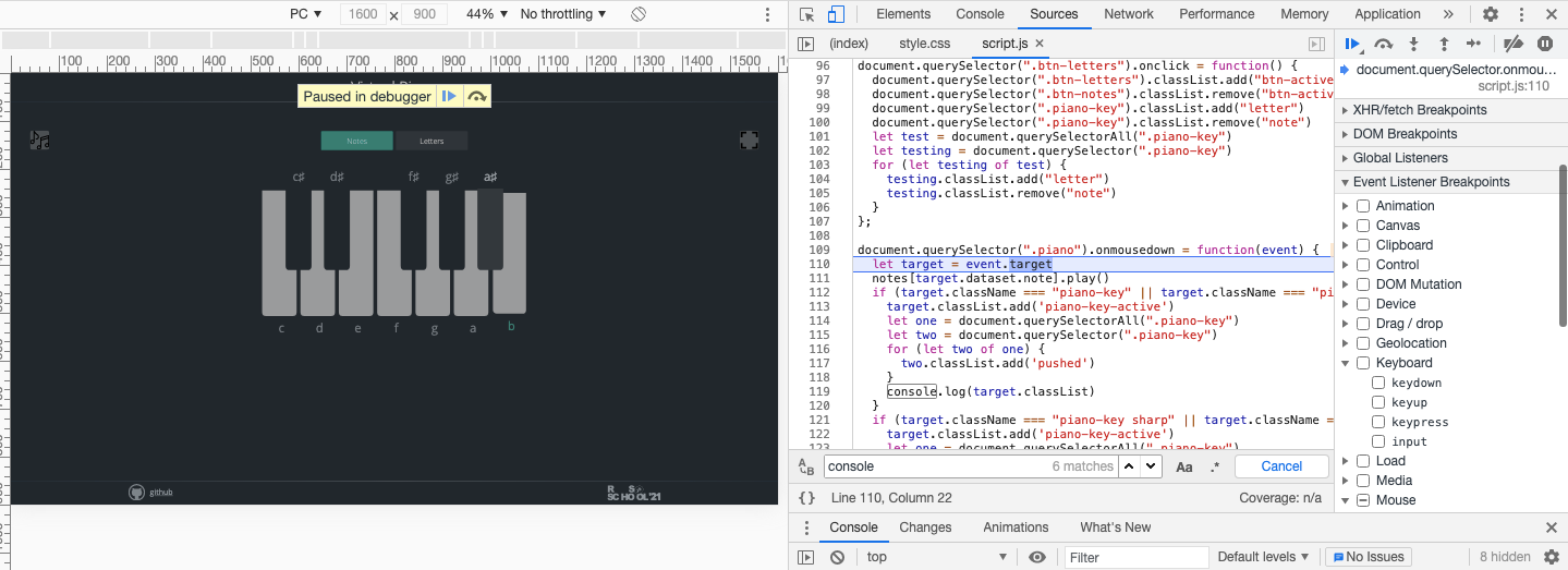 Пример остановки кода для дебаггинга
